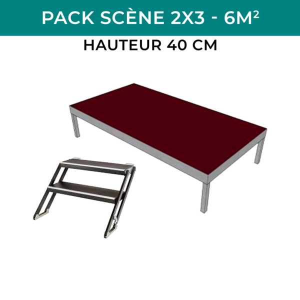 Pack scène 2x3 - 6m2 - Hauteur 40cm - sans habillage