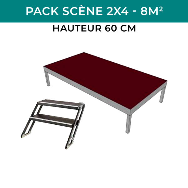 Pack scène 2x4 - 8m2 - Hauteur 60cm - sans habillage